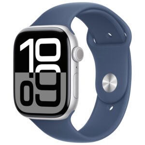 Open Box - Apple Watch Series 10 (GPS) 46mm Silver Aluminum Case with Denim Sport Band - Small/Medium